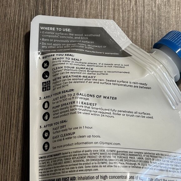 Olympic SmartGuard Clear Multi-Surface Spray Sealer Concentrated 15oz Add Water - Picture 6 of 11